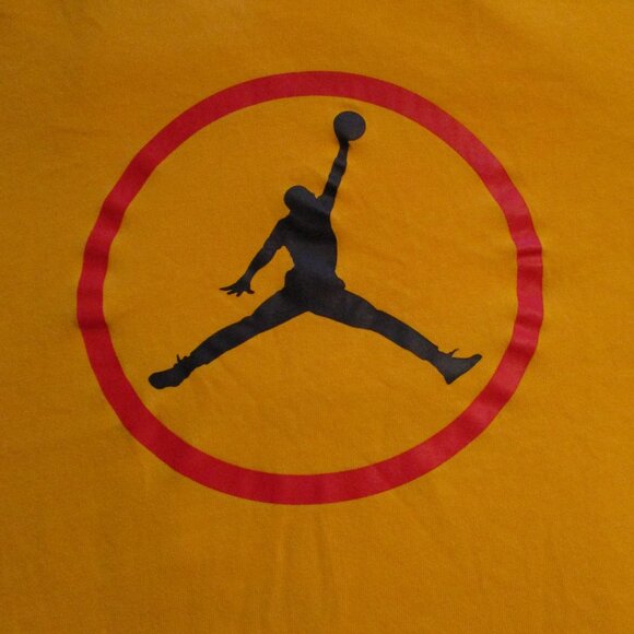 Jordan Men X Large Yellow Red Black White Graphic Airman Short Sleeve Shirt - Picture 2 of 6